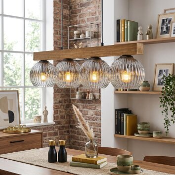 Ripoll Hanglamp, Kogellampje, Hanglamp Natuurlijke kleuren, Zwart, 4-lichts