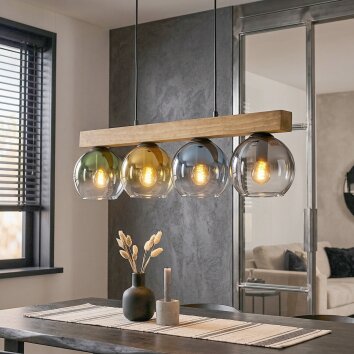 Koyoto Hanglamp, Kogellampje, Hanglamp Natuurlijke kleuren, Zwart, 4-lichts