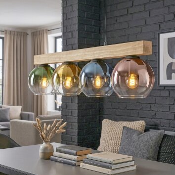Koyoto Hanglamp, Kogellampje, Hanglamp Natuurlijke kleuren, Zwart, 4-lichts