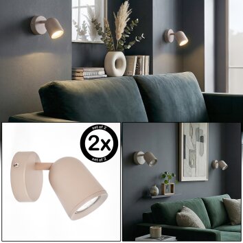 Lemak Wandlamp, Muurspot LED Zandkleurig, 1-licht