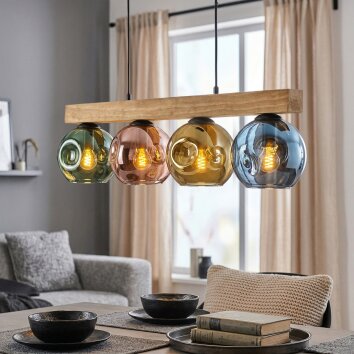 Ripoll Hanglamp, Kogellampje, Hanglamp Natuurlijke kleuren, Zwart, 4-lichts