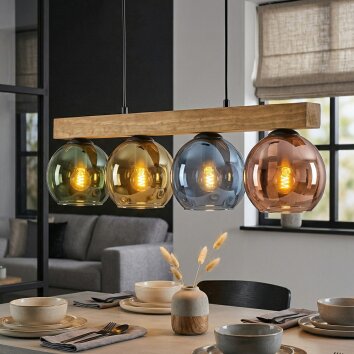 Koyoto Hanglamp, Kogellampje, Hanglamp Natuurlijke kleuren, Zwart, 4-lichts