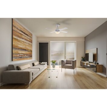 Eglo verlichting & Plafondventilator met verlichting LED houtlook, Wit, 1-licht, Afstandsbediening