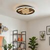 LED plafondlamp Velani met natuurlijke houten lamellen, witte ring, 3000 Kelvin warmwit
