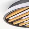 LED plafondlamp Velani met natuurlijke houten lamellen, witte ring, 3000 Kelvin warmwit
