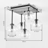 Koyoto plafondlamp met glazen bollen, 5-lichts houten plafondlamp