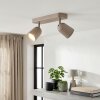 LED Plafondspot Lemak met twee draaibare en zwenkbare spotkoppen in zandkleurig metaal