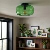 Boza groene glazen plafondlamp met bolvormige kap, retro vintage voor woonkamer