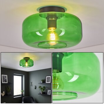 Boza groene glazen plafondlamp met bolvormige kap, retro vintage voor woonkamer