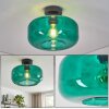 Ronde moderne plafondlamp Boza met donkergroene glazen kap, ø 28 cm, E27