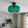 Ronde moderne plafondlamp Boza met donkergroene glazen kap, ø 28 cm, E27