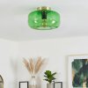 Moderne plafondlamp Boza met ronde groene glazen kap, ø 28 cm en gouden plafondplaat