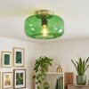 Moderne plafondlamp Boza met ronde groene glazen kap, ø 28 cm en gouden plafondplaat