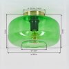 Moderne plafondlamp Boza met ronde groene glazen kap, ø 28 cm en gouden plafondplaat