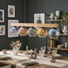 Koyoto 5-lichts hanglamp met houten balk en gekleurde glazen bollen, 95 cm