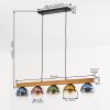 Koyoto 5-lichts hanglamp met houten balk en gekleurde glazen bollen, 95 cm