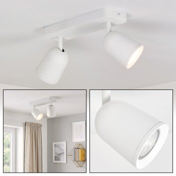 Lemak LED plafondspot 2-lichts wit, draaibare plafondlamp voor woonkamer