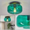 Boza plafondlamp met donkergroene glazen kap, ronde opbouwlamp Ø 28 cm
