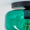 Boza plafondlamp met donkergroene glazen kap, ronde opbouwlamp Ø 28 cm