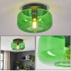 Boza retro plafondlamp met groene glazen kap, rond design Ø 28 cm voor woonkamer