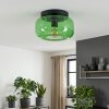 Retro-plafondlamp Boza met groene glazen kap, ø 28 cm, metalen armatuur