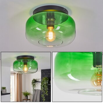Boza retro plafondlamp met groene glazen kap, kleurverloop Ø 28 cm