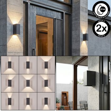 Wandlamp voor buiten Hoods, LED 4000 Kelvin neutraalwit, Up & Down, 2-delige set, IP44