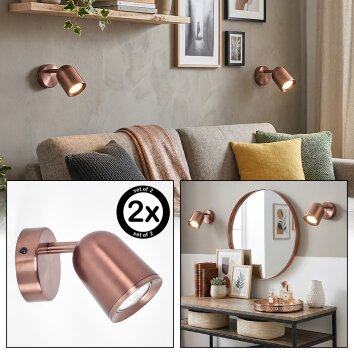 LED Muurspot Lemak in een set van 2 met moderne, draaibare cilindrische spotkop, GU10