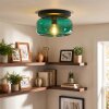 Boza retro plafondlamp met groene glazen kap, ronde E27 fitting voor woonkamer