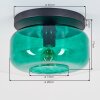 Boza retro plafondlamp met groene glazen kap, ronde E27 fitting voor woonkamer