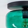 Boza retro plafondlamp met groene glazen kap, ronde E27 fitting voor woonkamer