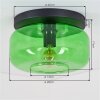 Boza plafondlamp met groene glazen kap, ronde opbouwlamp E27 retro