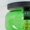 Boza plafondlamp met groene glazen kap, ronde opbouwlamp E27 retro