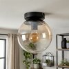 Gastor plafondlamp met amberkleurige glazen bol, E27, retro rookglas