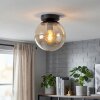 Gastor plafondlamp met amberkleurige glazen bol, E27, retro rookglas