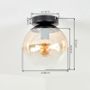 Gastor plafondlamp met amberkleurige glazen bol, E27, retro rookglas