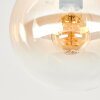 Gastor plafondlamp met amberkleurige glazen bol, E27, retro rookglas