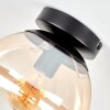 Gastor plafondlamp met amberkleurige glazen bol, E27, retro rookglas