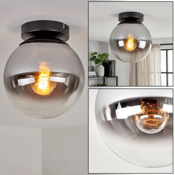 Gastor plafondlamp met rookglas bol, E27 retro plafondverlichting voor woonkamer