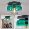 Boza groene glazen plafondlamp, retro plafondlamp met E27 fitting, Ø 28 cm