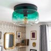 Retro plafondlamp Boza met groen-transparante glazen kap, ø 28 cm, zichtbare E27-fitting