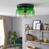 Retro plafondlamp Boza met groen-helder glazen scherm ø 28 cm en zichtbare E27-fitting