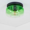 Retro plafondlamp Boza met groen-helder glazen scherm ø 28 cm en zichtbare E27-fitting