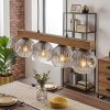 Ripoll houten balk hanglamp met geribbelde glazen bollen, 4-lichts, 75 cm