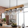 Ripoll houten balk hanglamp met geribbelde glazen bollen, 4-lichts, 75 cm