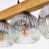 Ripoll houten balk hanglamp met geribbelde glazen bollen, 4-lichts, 75 cm