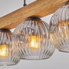Ripoll houten balk hanglamp met geribbelde glazen bollen, 4-lichts, 75 cm