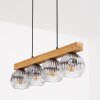Ripoll houten balk hanglamp met geribbelde glazen bollen, 4-lichts, 75 cm