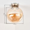 Plafondlamp Gastor, vintage met glazen bol, amberkleurig glas met decoratieve spiraalvorm