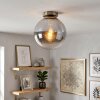 Gastor plafondlamp met rookglazen bol, messing afwerking, retro E27
